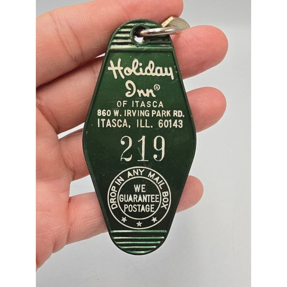 Vintage Holiday Inn Itasca IL Hotel Room Key Fob 219 Chicago West Illinois Retro